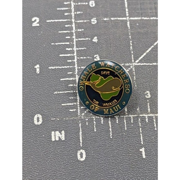 VTG Save the Whales Whale Watchers of Maui Enamel Pin Souvenir AGB Atlanta 1987 - Picture 2 of 5